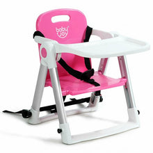 Load image into Gallery viewer, Baby Booster Folding Travel High Chair with Safety Belt &amp; Tray-Pink
