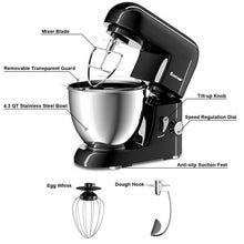 Load image into Gallery viewer, 4.3 Qt 550 W Tilt-Head Stainless Steel Bowl Electric Food Stand Mixer-Black

