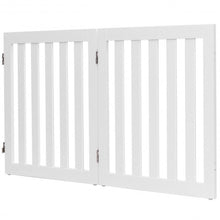 Load image into Gallery viewer, 24&quot; Folding Standing 2/3 Panels Wood Pet Fence-White-A
