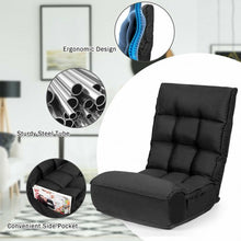 Load image into Gallery viewer, 4-Position Adjustable Floor Chair Folding Lazy Sofa-Black
