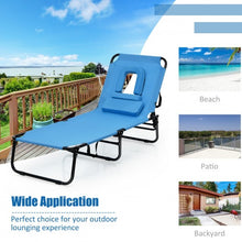 Load image into Gallery viewer, Outdoor Folding Chaise Beach Pool Patio Lounge Chair Bed with Adjustable Back and Hole
