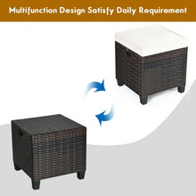 Load image into Gallery viewer, 2PCS Patio Rattan Ottoman Cushioned Seat-Beige
