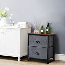 Load image into Gallery viewer, Metal Frame Nightstand Side Table Storage with 2 Drawers-Black
