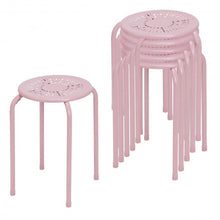 Load image into Gallery viewer, Set of 6 Stackable Backless Round Metal Stool Set-Black
