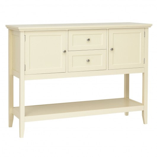 Wooden Sideboard Buffet Console Table  w/ Drawers and Storage-Beige