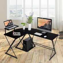 Load image into Gallery viewer, L-Shaped Desk Reversible Corner Computer Desk with Movable Shelf &amp; CPU Stand
