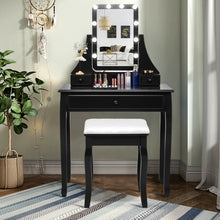 Load image into Gallery viewer, 10 LED Lighted Mirror and 3 Drawers Vanity Table Set-Black
