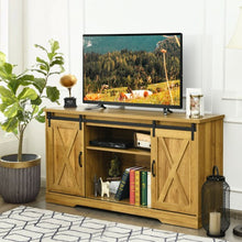 Load image into Gallery viewer, 59&quot; TV Stand with Adjustable Shelf and Sliding Barn Door Cabinet-Golden
