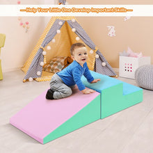 Load image into Gallery viewer, 2 Pcs Soft Foam Indoor Toddler Climb Slide Activity Play Set -Pink
