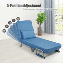 Load image into Gallery viewer, Folding 5 Position Convertible Sleeper Bed Armchair Lounge Couch w/Pillow-Blue
