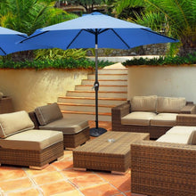 Load image into Gallery viewer, 9&#39; Solar LED Lighted Patio Market Umbrella Tilt Adjustment Crank Lift -Blue
