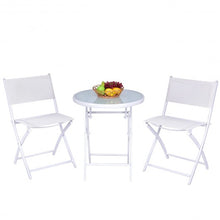 Load image into Gallery viewer, 3 Pcs Folding Garden Patio Table Chairs Set-White
