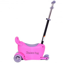 Load image into Gallery viewer, 3 in 1 Storage Kids Kick Wheel Scooter w/ Adjust Handle Bar-Pink
