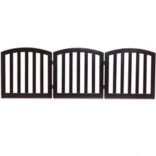 Load image into Gallery viewer, 24&#39;&#39; Configurable Folding Standing 3 Panel Wood Pet Fence-Brown
