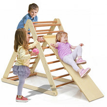 Load image into Gallery viewer, Foldable Wooden Climbing Triangle Indoor with Ladder for Toddler Baby-Natural
