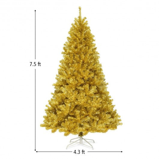 6'/7.5' Artificial Tinsel Christmas Tree Hinged with Foldable Stand-7'