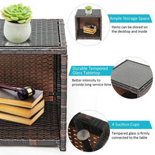 Load image into Gallery viewer, 3 Pieces PE Rattan Wicker Furniture Set with Cushion Sofa Coffee Table for Garden-Turquoise
