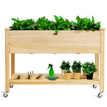 Load image into Gallery viewer, Wood Elevated Planter Bed with Lockable Wheels Shelf and Liner
