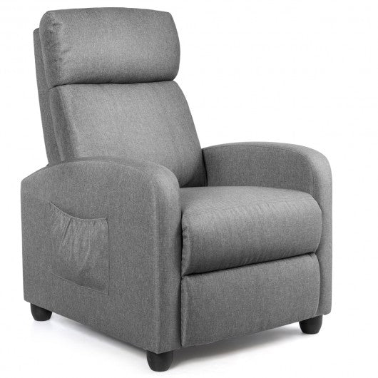 PU Leather Massage Recliner Chair with Footrest-Gray