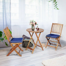Load image into Gallery viewer, 3PCS Patio Folding Wooden Bistro Set Cushioned Chair -Navy
