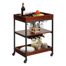Load image into Gallery viewer, 3 Tier Trolley Cart Kitchen Island Serving Bar Cart
