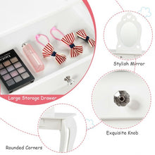 Load image into Gallery viewer, Kids Princess Makeup Dressing Play Table Set with Mirror -White
