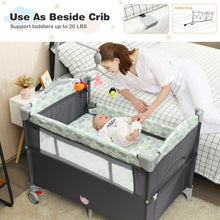 Load image into Gallery viewer, 5-in-1  Portable Baby Beside Sleeper Bassinet Crib Playard w/Diaper Changer-Gray
