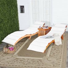 Load image into Gallery viewer, 3PCS Wooden Folding Patio Lounge Chair Table Set
