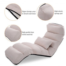 Load image into Gallery viewer, Folding Lazy Sofa Chair Stylish Sofa Couch Beds Lounge Chair W/Pillow-White
