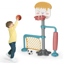 Load image into Gallery viewer, 3-in-1 Height Adjustable Basketball Stand Set with Soccer and Roller
