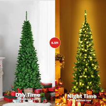 Load image into Gallery viewer, 6.5&#39; / 7.5&#39; Pre-Lit Hinged Artificial Pencil Christmas Tree-6.5 ft
