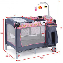 Load image into Gallery viewer, Foldable 2 Color Baby Crib Playpen Playard-Pink
