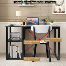 Load image into Gallery viewer, Computer Desk with Bamboo Top &amp; 2 Storage Shelves-Black Desk
