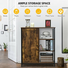 Load image into Gallery viewer, Multipurpose Freestanding Storage Cabinet with 3 Open Shelves and Doors
