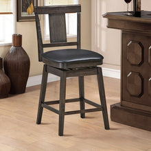 Load image into Gallery viewer, 24 inch Swivel Upholstered Counter Height Bar Chair with Rubber Wood Legs
