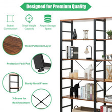 Load image into Gallery viewer, 80.7&quot; Double Wide 6-Shelf Bookcase Industrial Metal Storage Shelf
