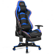 Load image into Gallery viewer, Massage LED Gaming Chair with Lumbar Support &amp; Footrest-Blue
