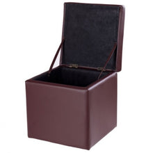 Load image into Gallery viewer, Square Hinge Top Storage Box Ottoman-Brown

