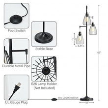 Load image into Gallery viewer, 67" Industrial 3-Light Floor Lamp Tree
