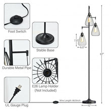 Load image into Gallery viewer, 67&quot; Industrial 3-Light Floor Lamp Tree
