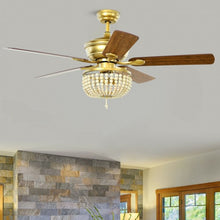Load image into Gallery viewer, 52&quot; Retro Ceiling Fan Light with Reversible Blades Remote Control-Golden
