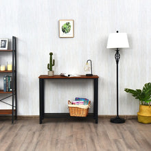Load image into Gallery viewer, Metal Frame Wood  Console Sofa Table with Storage Shelf-Brown
