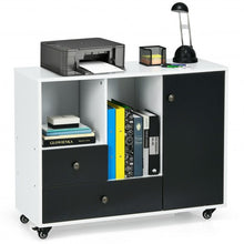 Load image into Gallery viewer, Lateral Mobile Filing Cabinet with 2 Drawers-Black
