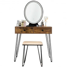 Load image into Gallery viewer, Industrial Makeup Dressing Table with 3 Lighting Modes-Brown
