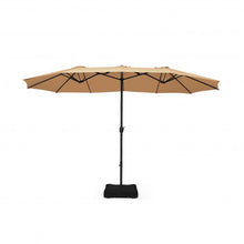 Load image into Gallery viewer, 15 Foot Extra Large Patio Double Sided Umbrella with Crank and Base-Beige
