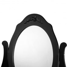 Load image into Gallery viewer, Wooden Vanity Set with 360� Rotating Oval Mirror and Cushioned Stool-Black

