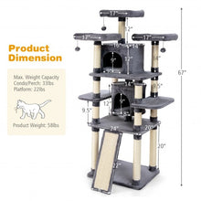 Load image into Gallery viewer, 67&quot; Multi-Level Cat Tree with Cozy Perches Kittens Play House-Light Gray
