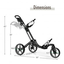 Load image into Gallery viewer, Folding Golf Push Cart with Scoreboard Adjustable Handle Swivel Wheel-Gray
