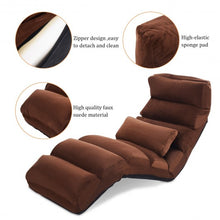 Load image into Gallery viewer, Folding Lazy Sofa Chair Stylish Sofa Couch Beds Lounge Chair W/Pillow-coffee

