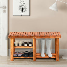 Load image into Gallery viewer, 3-Tier Wood Shoe Rack Shoe Bench Freestanding Boots Storage Organizer
